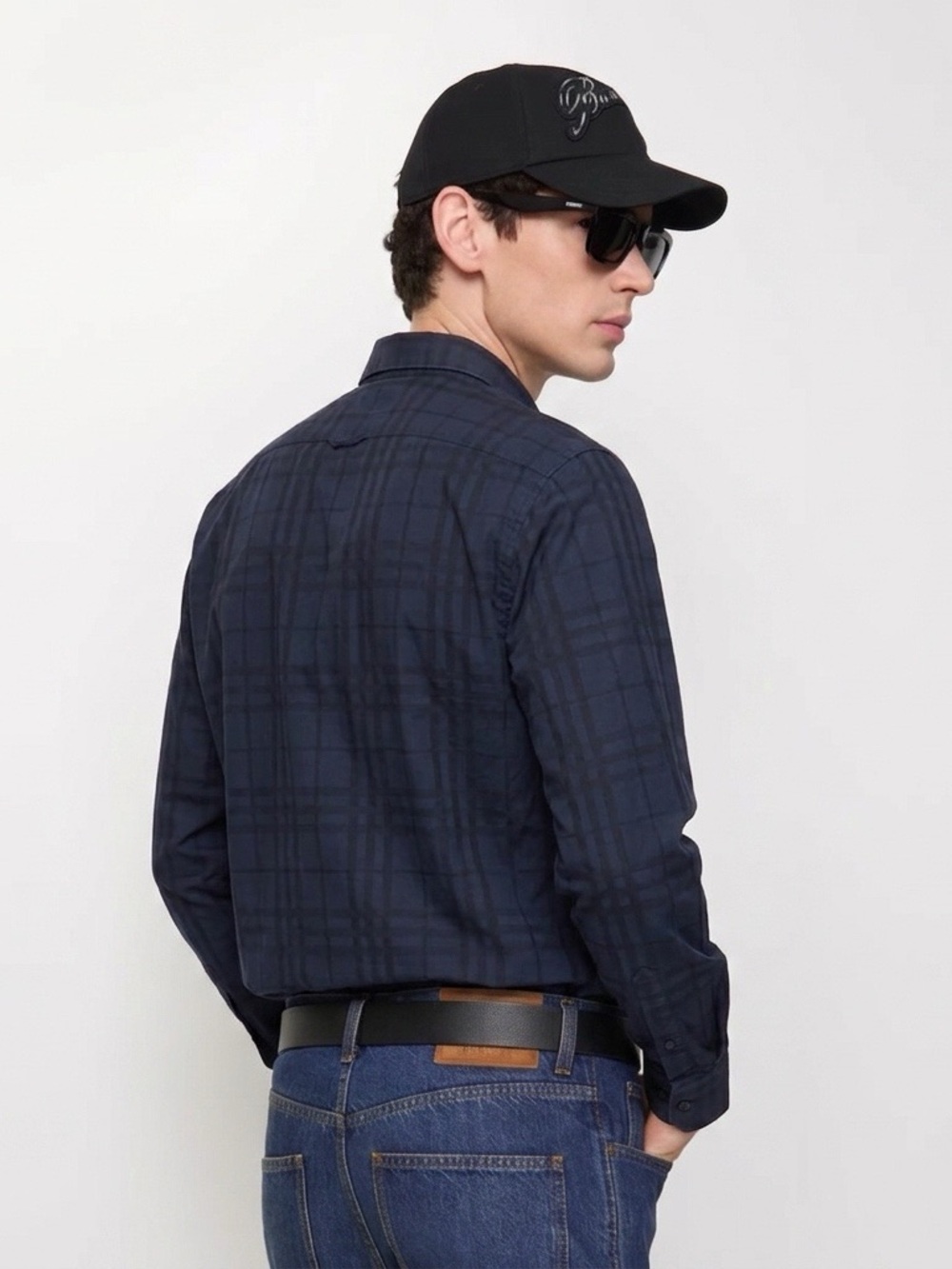 BURBERRY Men’s Cotton Tailored Fit Check Long Sleeve Shirt - Blue, Large - Picture 5 of 11